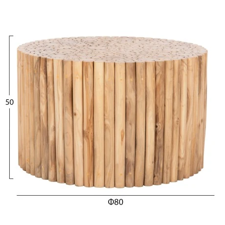 ΤΡΑΠΕΖΙ ΣΑΛΟΝΙΟΥ ΣΤΡΟΓΓΥΛΟ COOTER HM9863 ΚΛΑΔΙΑ TEAK-ΦΥΣΙΚΟ Φ80x50Υεκ.