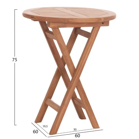 ΤΡΑΠΕΖΙ ΣΚΗΝΟΘΕΤΗ ΣΤΡΟΓΓΥΛΟ ERIS HM18119 ΞΥΛΟ TEAK--ΦΥΣΙΚΟ Φ60x75Υεκ.