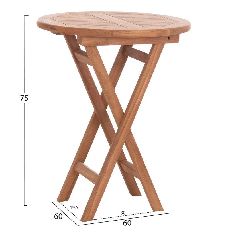 ΤΡΑΠΕΖΙ ΣΚΗΝΟΘΕΤΗ ΣΤΡΟΓΓΥΛΟ ERIS HM18119 ΞΥΛΟ TEAK--ΦΥΣΙΚΟ Φ60x75Υεκ.