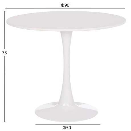 ΤΡΑΠΕΖΙ ΣΤΡΟΓΓΥΛΟ BROLIN HM18141.01 MDF TOP-ΒΑΣΗ ΜΕΤΑΛΛΙΚΗ--ΛΕΥΚΟ Φ90x73Υεκ