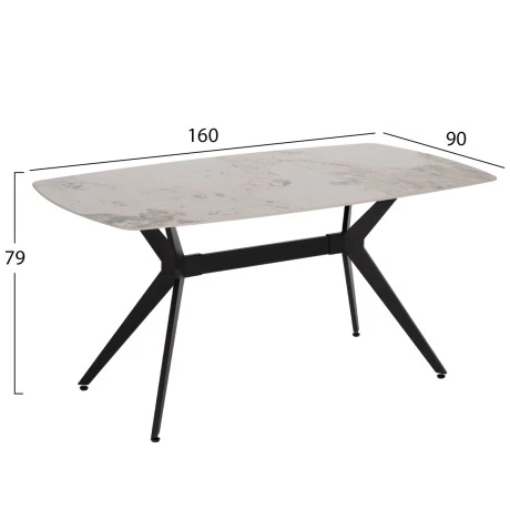 ΤΡΑΠΕΖΙ ΤΡΑΠΕΖΑΡΙΑΣ AIKA HM18421 ΚΕΡΑΜΙΚΟ TOP ΣΕ ΛΕΥΚΟ/ΧΡΥΣΟ ΜΑΡΜΑΡΟ 160x90x79Υεκ