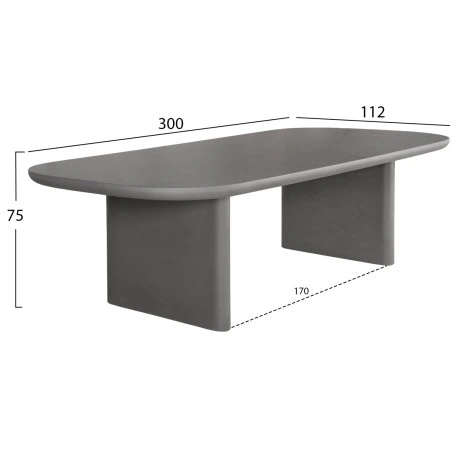 ΤΡΑΠΕΖΙ ΤΡΑΠΕΖΑΡΙΑΣ FIBER CEMENT AZAMI HM6601.01 ΓΚΡΙ 300x112x75Υεκ.