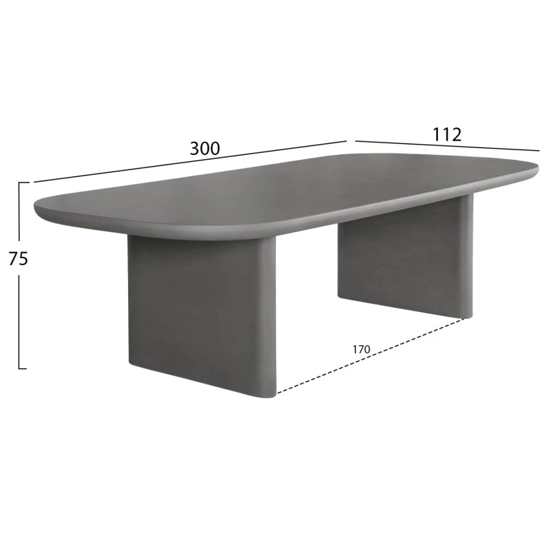 ΤΡΑΠΕΖΙ ΤΡΑΠΕΖΑΡΙΑΣ FIBER CEMENT AZAMI HM6601.01 ΓΚΡΙ 300x112x75Υεκ.