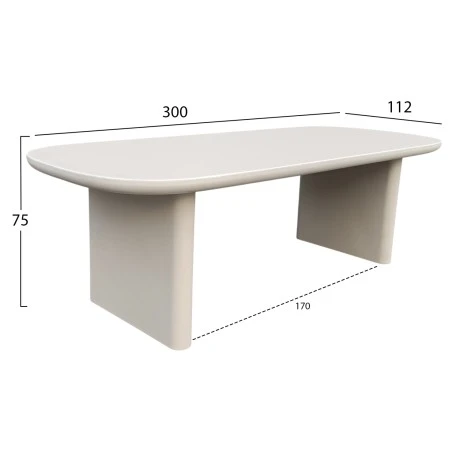 ΤΡΑΠΕΖΙ ΤΡΑΠΕΖΑΡΙΑΣ FIBER CEMENT AZAMI HM6601.02 ΜΠΕΖ 300x112x75Υεκ.