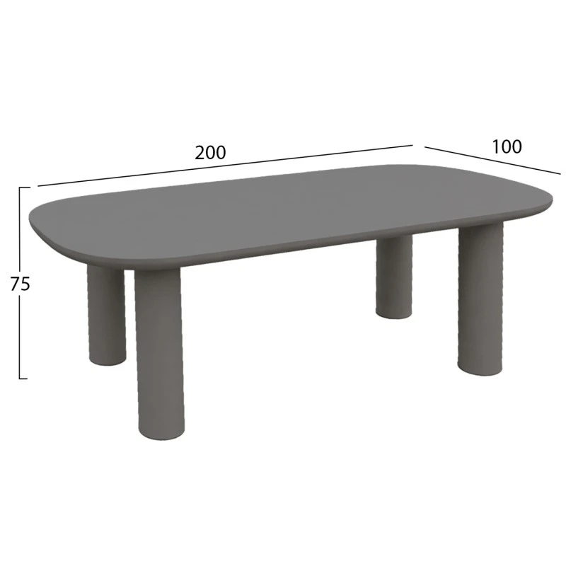 ΤΡΑΠΕΖΙ ΤΡΑΠΕΖΑΡΙΑΣ FIBER CEMENT KIORA HM6597.01 ΓΚΡΙ 200x100x75Υεκ