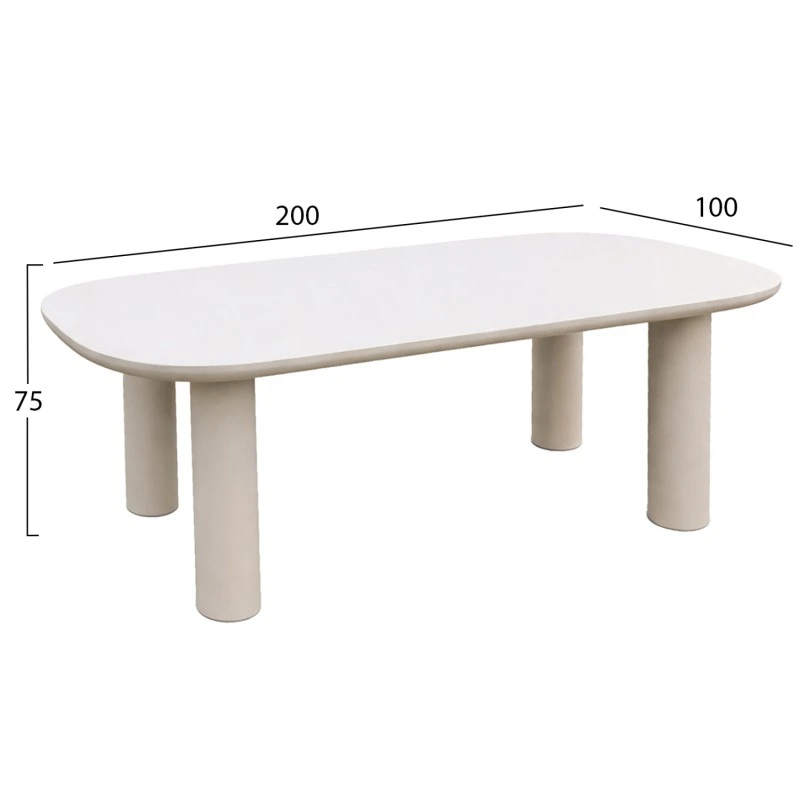 ΤΡΑΠΕΖΙ ΤΡΑΠΕΖΑΡΙΑΣ FIBER CEMENT KIORA HM6597.02 ΜΠΕΖ 200x100x75Υεκ