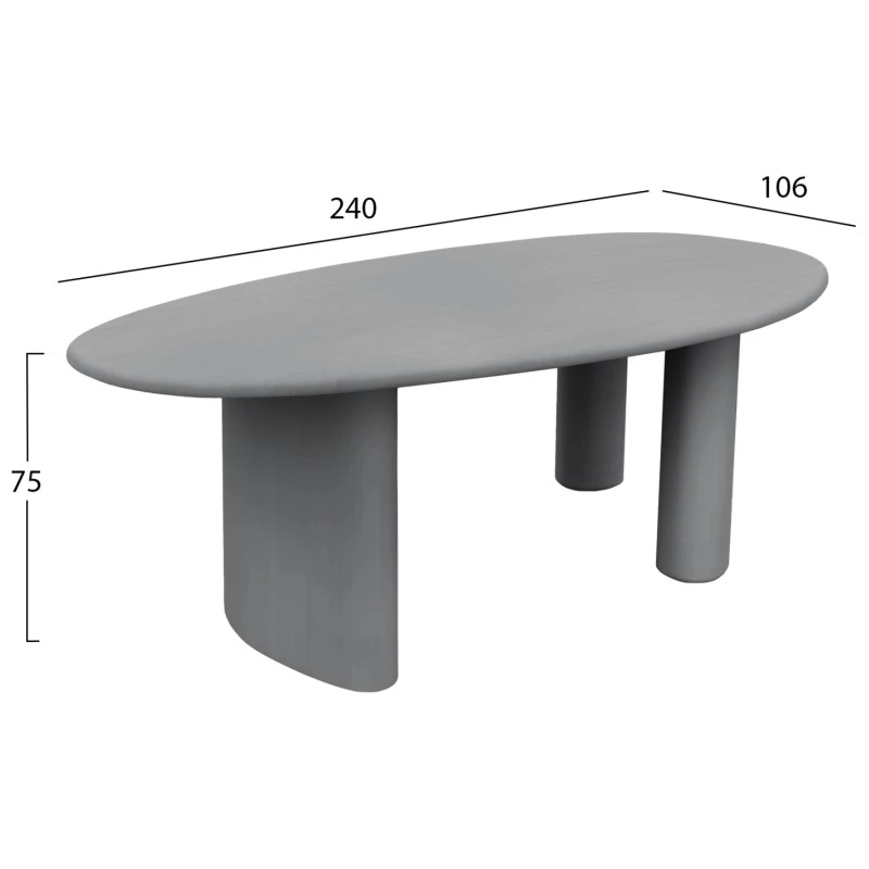 ΤΡΑΠΕΖΙ ΤΡΑΠΕΖΑΡΙΑΣ FIBER CEMENT ΟΒΑΛ VOLPE HM6599.01 ΓΚΡΙ 240x100x75Υεκ