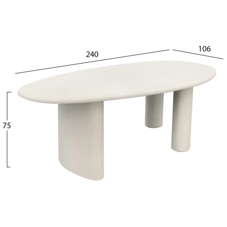 ΤΡΑΠΕΖΙ ΤΡΑΠΕΖΑΡΙΑΣ FIBER CEMENT ΟΒΑΛ VOLPE HM6599.02 ΜΠΕΖ 240x106x75Υεκ