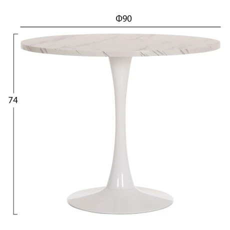 ΤΡΑΠΕΖΙ ΤΡΑΠΕΖΑΡΙΑΣ ROLLO HM9421.11 ΣΤΡΟΓΓΥΛΟ WHITE MARBLE Φ90x74Υεκ.
