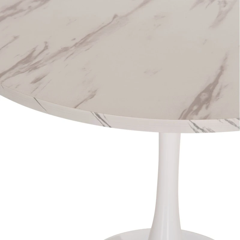 ΤΡΑΠΕΖΙ ΤΡΑΠΕΖΑΡΙΑΣ ROLLO HM9421.11 ΣΤΡΟΓΓΥΛΟ WHITE MARBLE Φ90x74Υεκ.