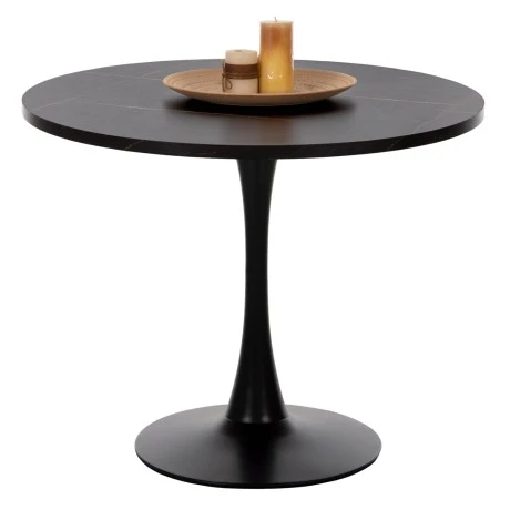 ΤΡΑΠΕΖΙ ΤΡΑΠΕΖΑΡΙΑΣ ROLLO HM9421.12 ΣΤΡΟΓΓΥΛΟ BLACK MARBLE Φ90x74Υεκ.