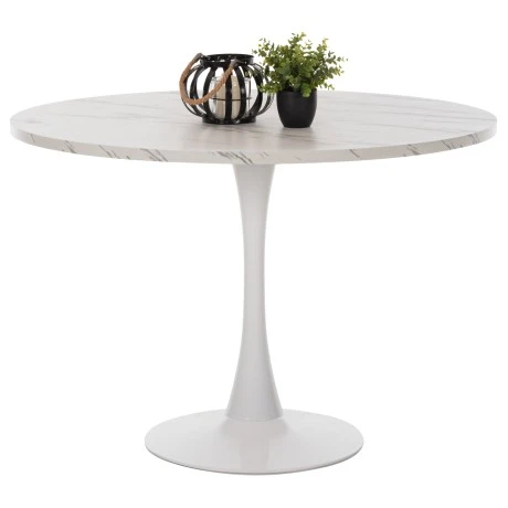 ΤΡΑΠΕΖΙ ΤΡΑΠΕΖΑΡΙΑΣ ROLLO HM9422.11 ΣΤΡΟΓΓΥΛΟ WHITE MARBLE Φ120x74Yεκ.