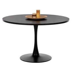 ΤΡΑΠΕΖΙ ΤΡΑΠΕΖΑΡΙΑΣ ROLLO HM9422.12 ΣΤΡΟΓΓΥΛΟ BLACK MARBLE Φ120x74Yεκ.