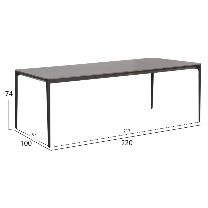 ΤΡΑΠΕΖΙ ΤΡΑΠΕΖΑΡΙΑΣ STAD HM6558.01 ΓΚΡΙ ΑΛΟΥΜΙΝΙΟ & SINTERED STONE TOP 220x100x74Υεκ