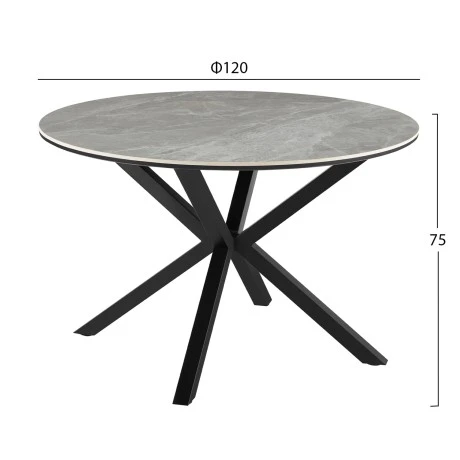 ΤΡΑΠΕΖΙ ΤΡΑΠΕΖΑΡΙΑΣ ΣΤΡΟΓΓΥΛΟ ERAGON HM18460.03 SINT. STONE ΣΕ ΓΚΡΙ ΜΑΡΜΑΡΟ Φ120x75Υεκ