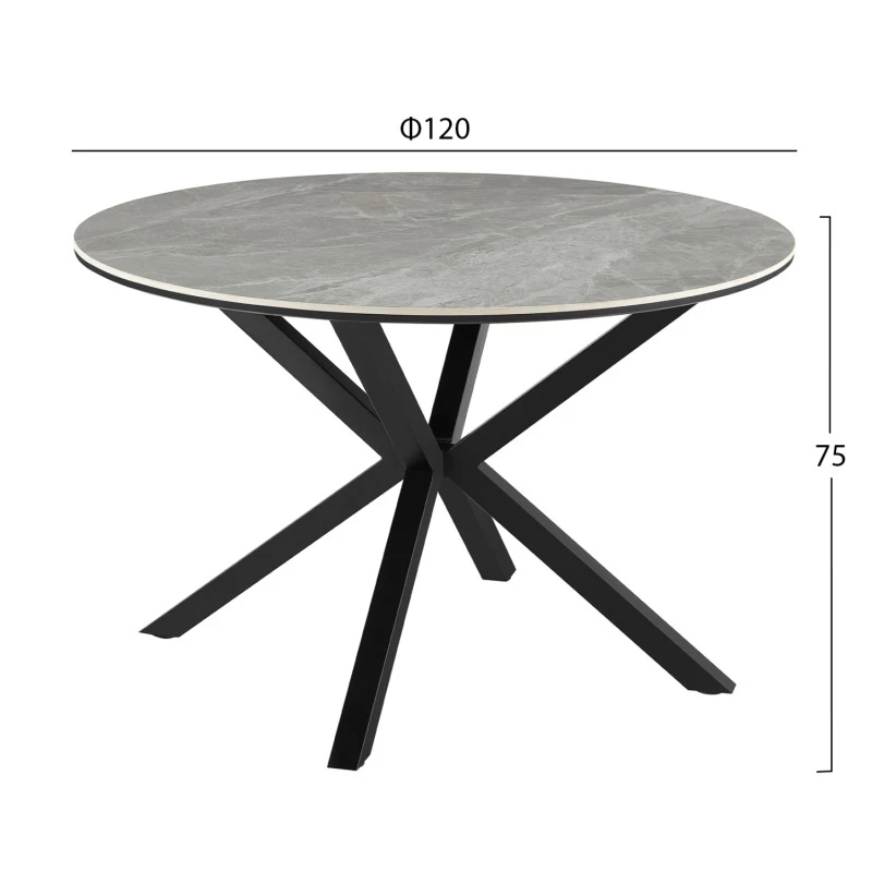ΤΡΑΠΕΖΙ ΤΡΑΠΕΖΑΡΙΑΣ ΣΤΡΟΓΓΥΛΟ ERAGON HM18460.03 SINT. STONE ΣΕ ΓΚΡΙ ΜΑΡΜΑΡΟ Φ120x75Υεκ