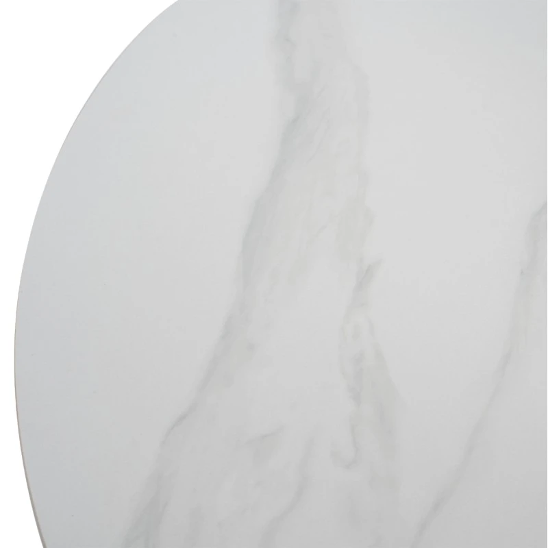 ΤΡΑΠΕΖΙ ΤΡΑΠΕΖΑΡΙΑΣ ΣΤΡΟΓΓΥΛΟ SYNTEC HM9309.02 SINTERED STONE ΛΕΥΚΟ ΜΕΤΑΛ.ΠΟΔΙΑ Φ115x75Y εκ.