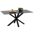 ΤΡΑΠΕΖΙ ΤΡΑΠΕΖΑΡΙΑΣ SYNTEC HM9308.01 SINTERED STONE ΜΑΥΡΟ ΜΕΤΑΛΛΙΚΑ ΠΟΔΙΑ 160x90x75Y εκ.