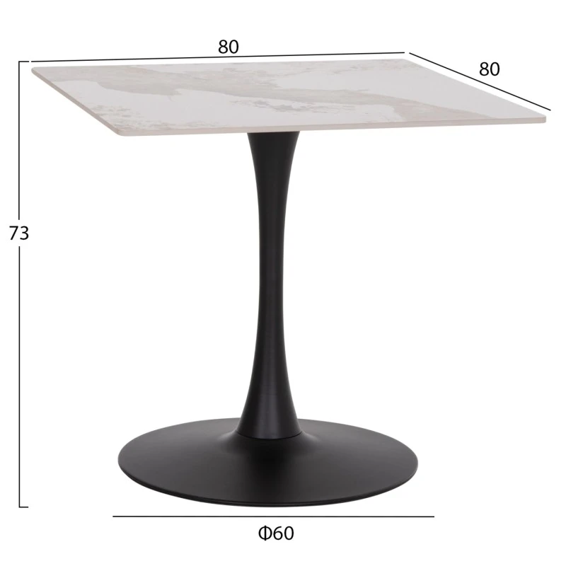 ΤΡΑΠΕΖΙ ΤΡΑΠΕΖΑΡΙΑΣ TETRAN HM18315.02 ΒΑΣΗ ΜΑΥΡΗ--SINTERED STONE PANDORA 80x80x73Υεκ