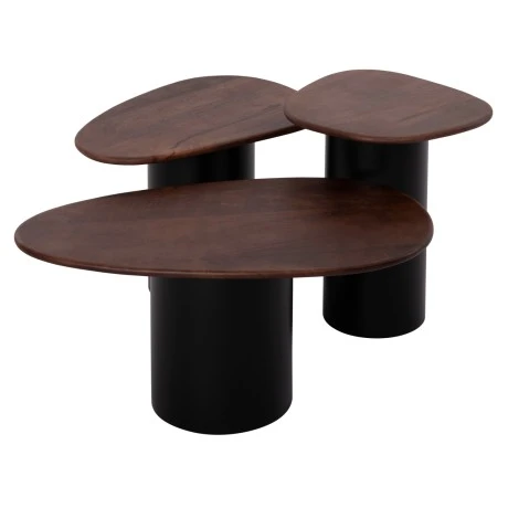 ΤΡΑΠΕΖΙA ΣΑΛΟΝΙΟΥ 3ΤΜΧ PEBBLES HM18004 MANGO TOP-ΜΕΤΑΛΛΙΚΕΣ ΜΑΥΡΕΣ ΒΑΣΕΙΣ