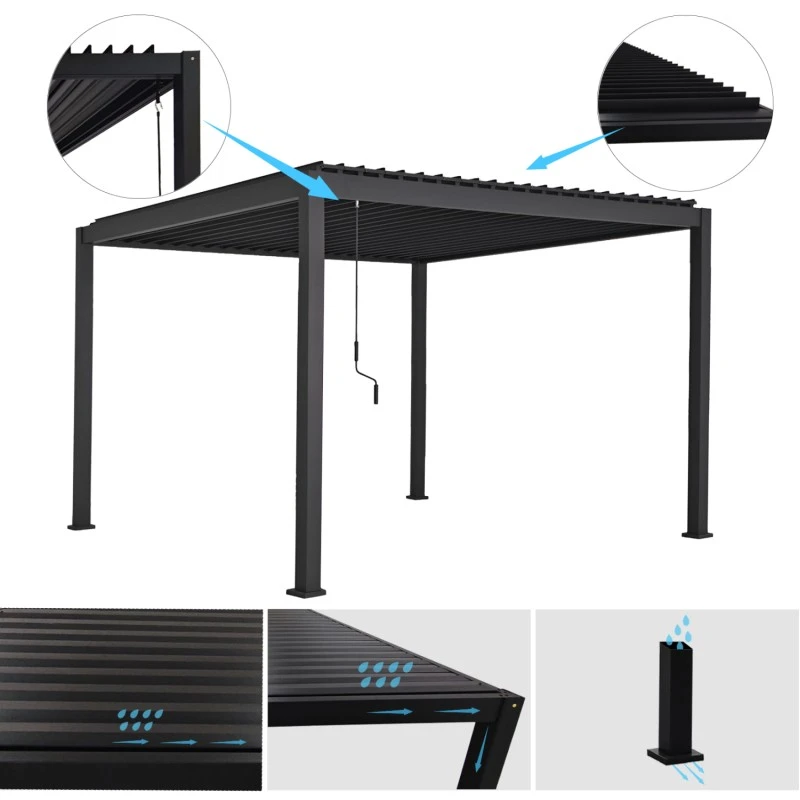 ΒΙΟΚΛΙΜΑΤΙΚΗ ΠΕΡΓΚΟΛΑ ΑΛΟΥΜΙΝΙΟΥ DOMECIL HM6611.01 ΜΕ ΜΕΤΑΛ. ΠΕΡΣΙΔΕΣ--300x300x240Υ