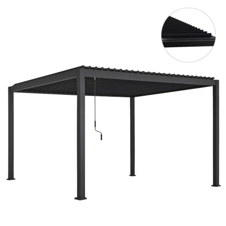 ΒΙΟΚΛΙΜΑΤΙΚΗ ΠΕΡΓΚΟΛΑ ΑΛΟΥΜΙΝΙΟΥ DOMECIL HM6612.01 ΜΕ ΜΕΤΑΛ. ΠΕΡΣΙΔΕΣ--300x400x240Υ-ΜΑΥΡΗ