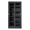 ΒΙΒΛΙΟΘΗΚΗ ΜΕ ΣΥΡΟΜΕΝΕΣ ΠΟΡΤΕΣ SIDER HM6632.01 ΜΕΤΑΛΛΙΚΗ ΜΑΥΡΗ 90x40x185Υεκ