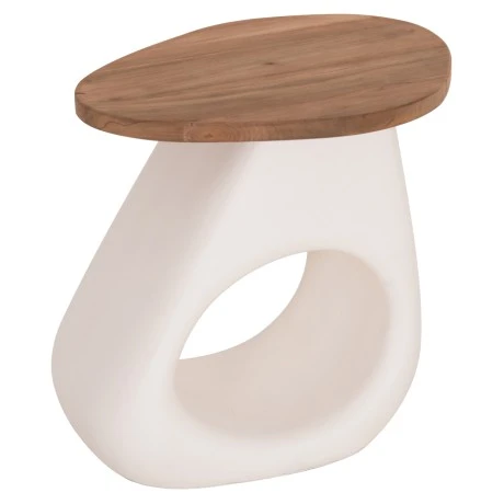 ΒΟΗΘΗΤΙΚΟ ΤΡΑΠΕΖΙ AIDA HM4692.02 FIBER CEMENT ΛΕΥΚΟ--ΞΥΛΟ TEAK TOP 47x60x59Υεκ