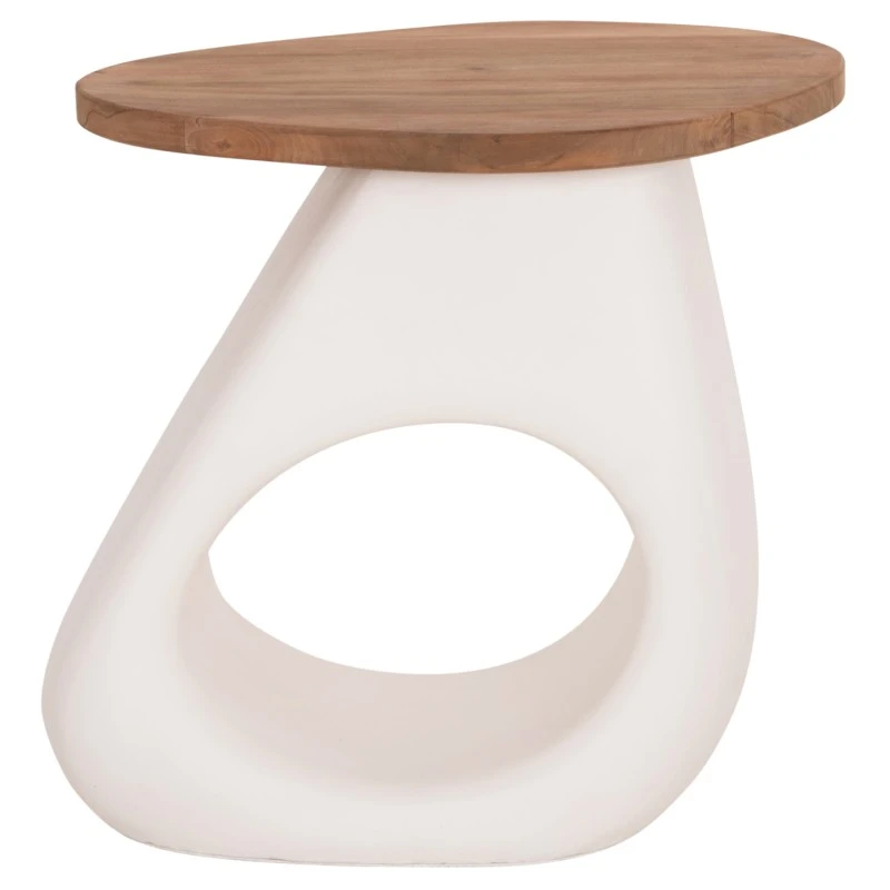 ΒΟΗΘΗΤΙΚΟ ΤΡΑΠΕΖΙ AIDA HM4692.02 FIBER CEMENT ΛΕΥΚΟ--ΞΥΛΟ TEAK TOP 47x60x59Υεκ