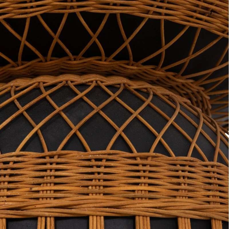 ΒΟΗΘΗΤΙΚΟ ΤΡΑΠΕΖΙ PRILEP HM18159.01 FIBER CEMENT ΜΑΥΡΟ & RATTAN--Φ60x76,5Υεκ