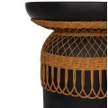 ΒΟΗΘΗΤΙΚΟ ΤΡΑΠΕΖΙ PRILEP HM18159.01 FIBER CEMENT ΜΑΥΡΟ & RATTAN--Φ60x76,5Υεκ