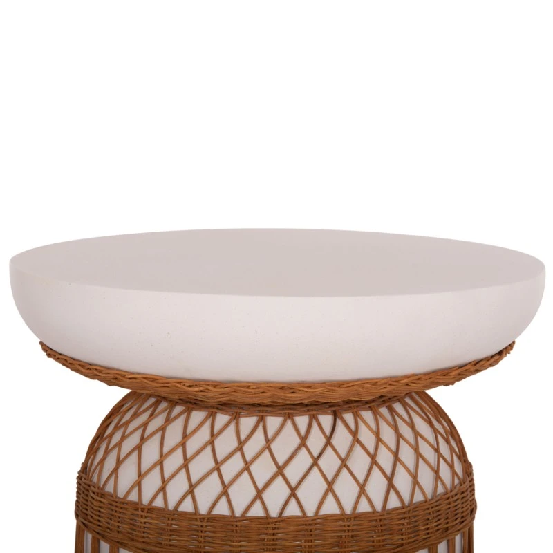 ΤΡΑΠΕΖΙ ΤΡΑΠΕΖΑΡΙΑΣ PRILEP HM18159.02 FIBER CEMENT ΛΕΥΚΟ & RATTAN--Φ60x76,5Υεκ