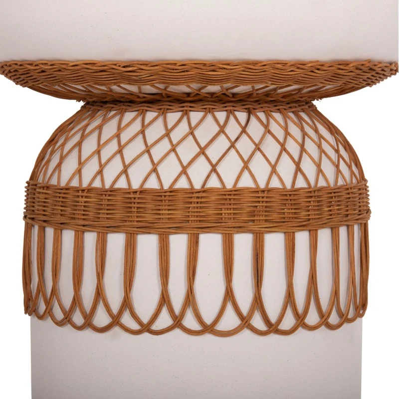 ΤΡΑΠΕΖΙ ΤΡΑΠΕΖΑΡΙΑΣ PRILEP HM18159.02 FIBER CEMENT ΛΕΥΚΟ & RATTAN--Φ60x76,5Υεκ