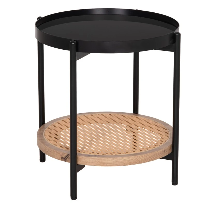 ΒΟΗΘΗΤΙΚΟ ΤΡΑΠΕΖΙ SEITZ HM18031 ΓΥΑΛΙ TOP-ΜΕΤΑΛΛΟ-RATTAN ΣΕ ΦΥΣΙΚΟ Φ50x55,5Υεκ.