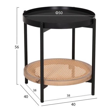 ΒΟΗΘΗΤΙΚΟ ΤΡΑΠΕΖΙ SEITZ HM18031 ΓΥΑΛΙ TOP-ΜΕΤΑΛΛΟ-RATTAN ΣΕ ΦΥΣΙΚΟ Φ50x56Υεκ.