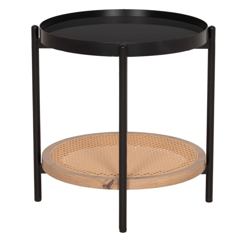 ΒΟΗΘΗΤΙΚΟ ΤΡΑΠΕΖΙ SEITZ HM18031 ΓΥΑΛΙ TOP-ΜΕΤΑΛΛΟ-RATTAN ΣΕ ΦΥΣΙΚΟ Φ50x55,5Υεκ.