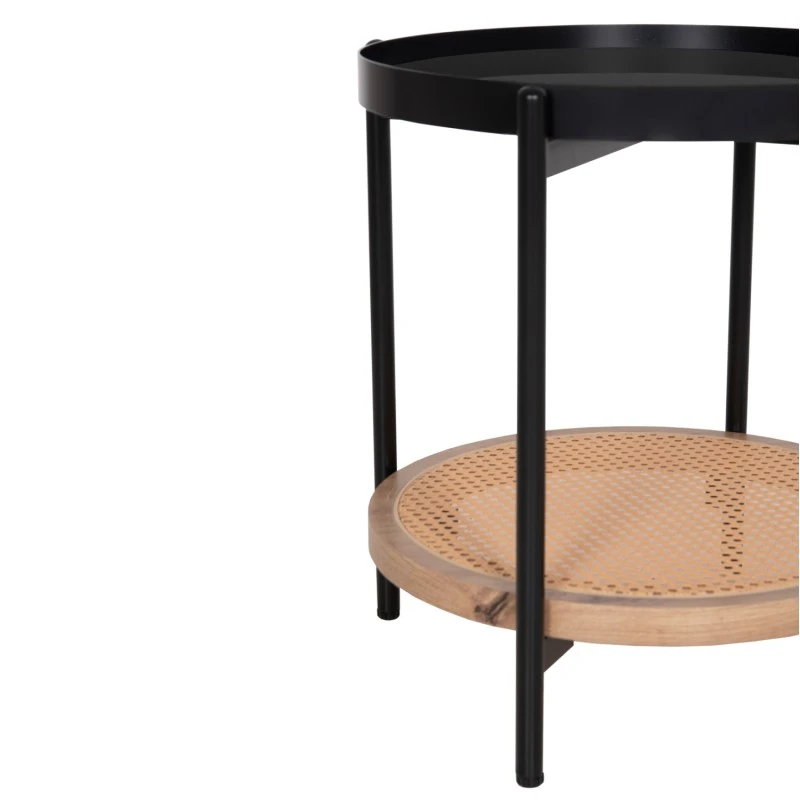 ΒΟΗΘΗΤΙΚΟ ΤΡΑΠΕΖΙ SEITZ HM18031 ΓΥΑΛΙ TOP-ΜΕΤΑΛΛΟ-RATTAN ΣΕ ΦΥΣΙΚΟ Φ50x55,5Υεκ.