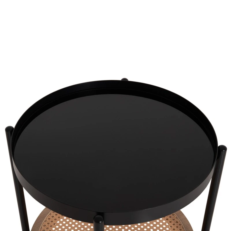 ΒΟΗΘΗΤΙΚΟ ΤΡΑΠΕΖΙ SEITZ HM18031 ΓΥΑΛΙ TOP-ΜΕΤΑΛΛΟ-RATTAN ΣΕ ΦΥΣΙΚΟ Φ50x55,5Υεκ.