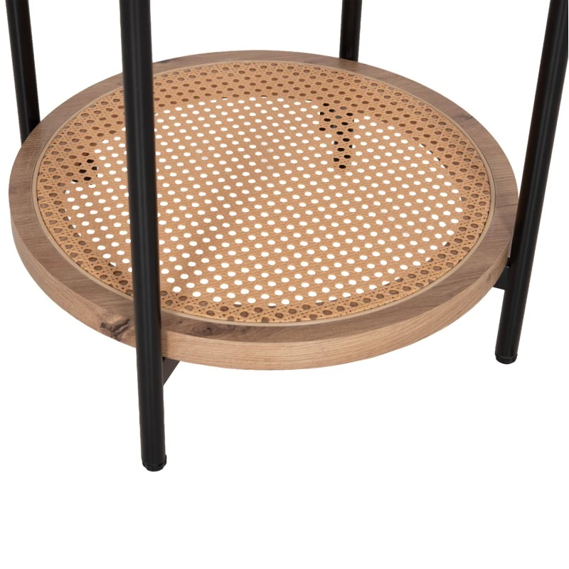 ΒΟΗΘΗΤΙΚΟ ΤΡΑΠΕΖΙ SEITZ HM18031 ΓΥΑΛΙ TOP-ΜΕΤΑΛΛΟ-RATTAN ΣΕ ΦΥΣΙΚΟ Φ50x55,5Υεκ.