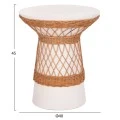 ΒΟΗΘΗΤΙΚΟ ΤΡΑΠΕΖΙ ΣΤΡΟΓΓΥΛΟ DELIA HM18167.02 FIBER CEMENT ΛΕΥΚΟ & RATTAN Φ40x45Υεκ