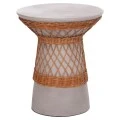 ΒΟΗΘΗΤΙΚΟ ΤΡΑΠΕΖΙ ΣΤΡΟΓΓΥΛΟ DELIA HM18167.03 FIBER CEMENT ΓΚΡΙ & RATTAN Φ40x45Υεκ