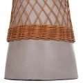 ΒΟΗΘΗΤΙΚΟ ΤΡΑΠΕΖΙ ΣΤΡΟΓΓΥΛΟ DELIA HM18167.03 FIBER CEMENT ΓΚΡΙ & RATTAN Φ40x45Υεκ