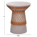 ΒΟΗΘΗΤΙΚΟ ΤΡΑΠΕΖΙ ΣΤΡΟΓΓΥΛΟ DELIA HM18167.03 FIBER CEMENT ΓΚΡΙ & RATTAN Φ40x45Υεκ