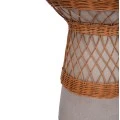 ΒΟΗΘΗΤΙΚΟ ΤΡΑΠΕΖΙ ΣΤΡΟΓΓΥΛΟ DELIA HM18167.03 FIBER CEMENT ΓΚΡΙ & RATTAN Φ40x45Υεκ