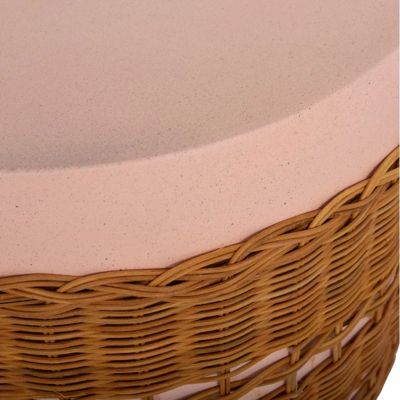 ΒΟΗΘΗΤΙΚΟ ΤΡΑΠΕΖΙ VILHENA HM18166 FIBER CEMENT ΡΟΖ-RATTAN ΦΥΣΙΚΟ Φ44.5x45Υεκ.