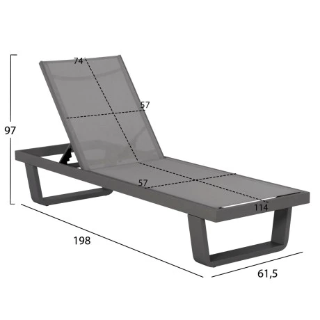 ΞΑΠΛΩΣΤΡΑ ΑΛΟΥΜΙΝΙΟΥ ΜΕ ΥΦΑΣΜΑ TESLIN RICKON HM6292.01 ΣΕ ΓΚΡΙ 198x61,5x97Υεκ.