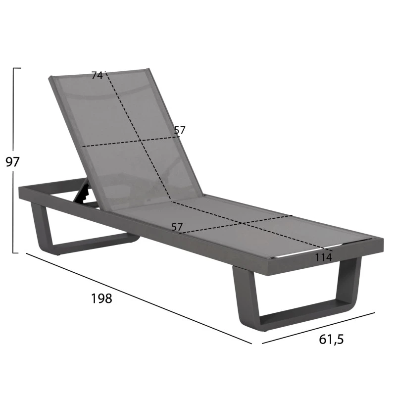 ΞΑΠΛΩΣΤΡΑ ΑΛΟΥΜΙΝΙΟΥ ΜΕ ΥΦΑΣΜΑ TESLIN RICKON HM6292.01 ΣΕ ΓΚΡΙ 198x61,5x97Υεκ.