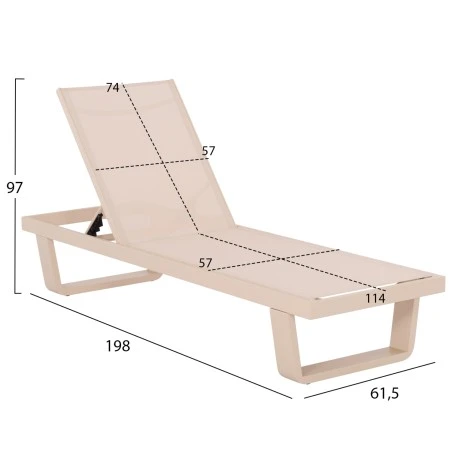 ΞΑΠΛΩΣΤΡΑ ΑΛΟΥΜΙΝΙΟΥ ΜΕ ΥΦΑΣΜΑ TESLIN RICKON HM6292.04 ΣΕ ΣΑΜΠΑΝΙ 198x61,5x97Υεκ.