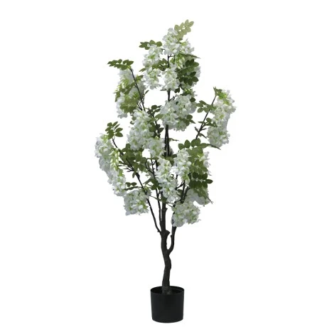 Decorative plant Bean flowers in a pot Inart white pp H125cm