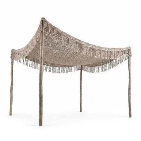Shelto pakoworld macrame poly-cotton shade net in beige shade 300x400x27cm